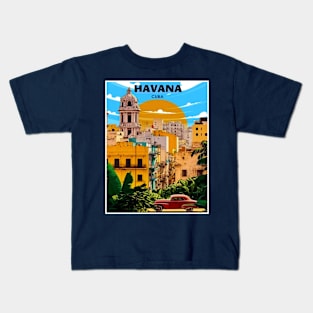 Havana Cuba Vintage Travel and Tourism Advertising Print Kids T-Shirt